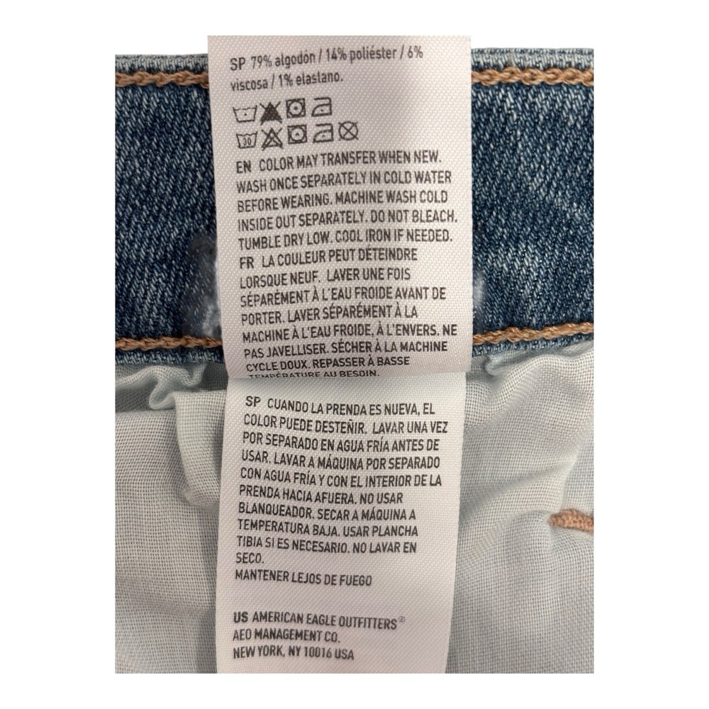 American Eagle Hi Rise Jeans 12 R Blue Cropped Stretch 1977 Straight Leg (32x27) - Picture 8 of 9